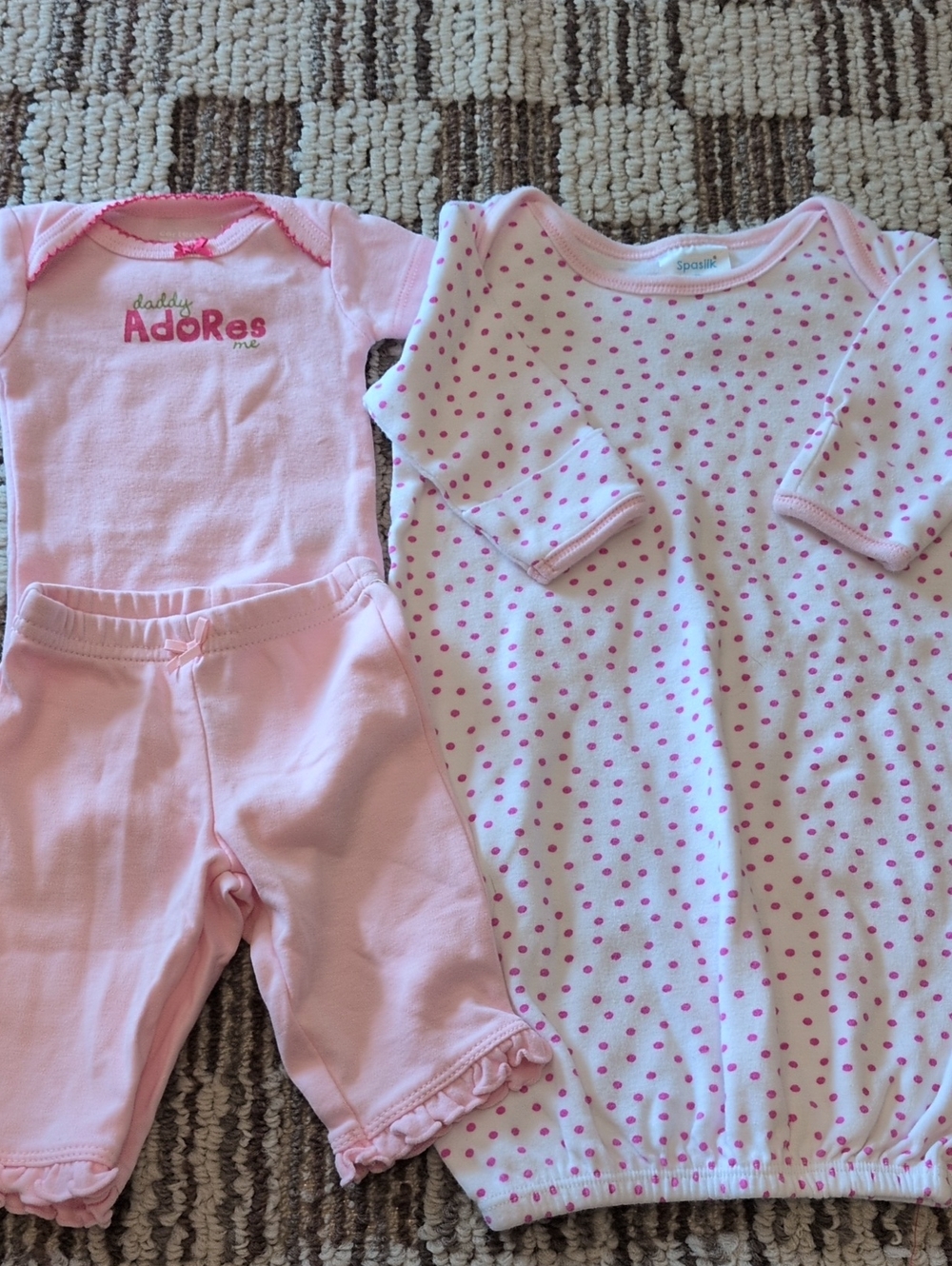 Pink Polka Dot Sleepsack and Solid Pink Baby Matching Set